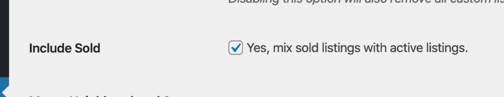 Include sold listing in results option
